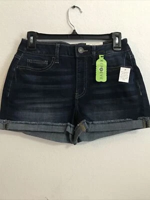 Pantalones cortos para mujer SO tiro alto curvilíneos azules talla 7/28W venta al por menor $34 (APO-139-1 Foto 1 de 4