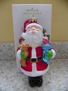 Hallmark 2010 Jolly Old Elf Santa Claus Glass Christmas Ornament - Picture 1 of 2