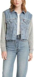 Levi's Ex Boyfriend Women's Hybrid Denim Trucker Jacket-Color Two Minds med wash - Picture 1 of 12