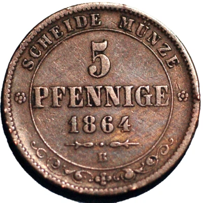 German States SAXONY-ALBERTINE 5 Pfennig 1864 KM# 1218 - Image 1 of 2