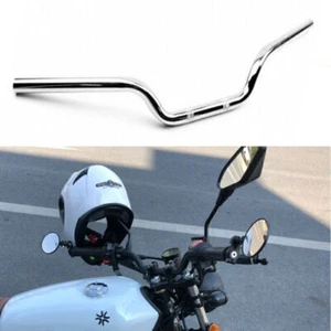 7/8" 22mm Silver Motorcycle Drag Bar Handlebar For Chopper Bobber Cafe Racer USA - Picture 1 of 7