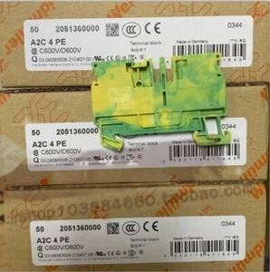 50pcs Weidmuller Grounding Terminal Plug-in one in one out A2C 4 PE 2051360000 - Picture 1 of 2