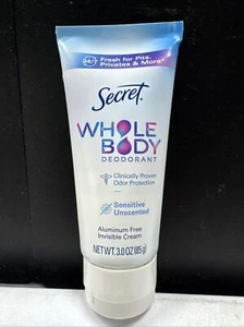 Secret Women's Whole Body Aluminum Free Deodorant Clear Cream Unscented 3oz - Picture 1 of 7