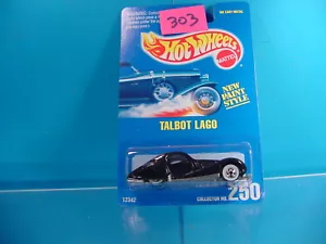 #303 HOT WHEELS TALBOT LAGO #250 NERO NUOVO STILE VERNICE NUOVO SU CARTONCINO - Foto 1 di 1