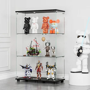 Glass Display Cabinet with 3-Shelf Double Doors Lock Curio Cabinet 5mm Tempered - Picture 1 of 6