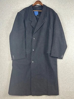 Towncraft Long Coat Men's 56R Gray 100% Wool Lined Career Professional Overcoat - Image 1 of 4