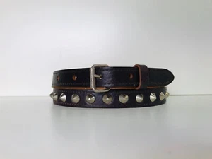 DARK PURPLE Real Leather Belt 1 Row Conical STUDDED 2cm Wide Sizes S,M,L,XL CB1 - Picture 1 of 5