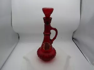 Vintage Jim Beam Ruby Red Glass Decanter Kentucky Bourbon Whiskey Bottle Empty - Picture 1 of 15