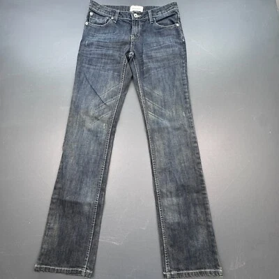 Pantalones de mezclilla y tela de papel para mujer 8 azules tiro bajo corte bootcut denim elástico informal Foto 1 de 4