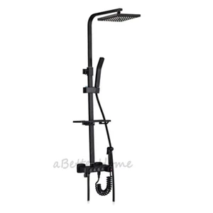 Kit soffione doccia pioggia bagno rubinetto bagno miscelatore acqua termostatico nero opaco - Foto 1 di 6