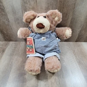 VTG 1983- Furskins Bear Dudley Plush Xavier Roberts Cabbage Patch Blue Overalls - Picture 1 of 8