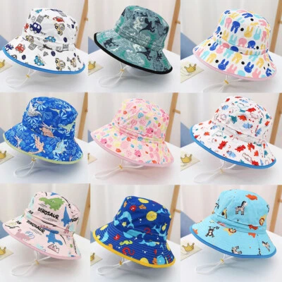 Toddler Boys Girls Summer Bucket Hat Adjustable Kids Children Beach Sun Hats New - Image 1 of 4