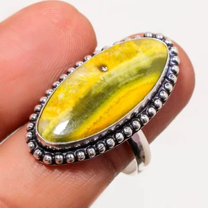 Bumblebee Jasper Gemstone Handmade Ethnic Wedding Gift Jewelry Ring 8.75" PG 315 - Picture 1 of 5