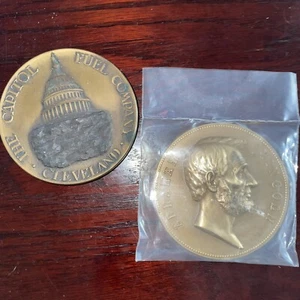 Präsident Abraham Lincoln 3" eingeweihte Gedenkmedaille Restrike & Penny Untersetzer - Bild 1 von 5