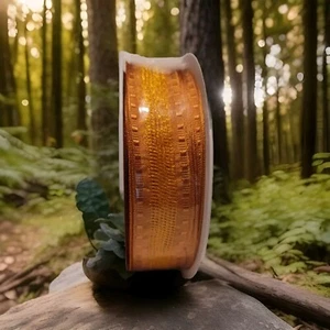 Burnt Orange Wired Acetate ribbon 1" By 25M/ 82FT made in France - Picture 1 of 6