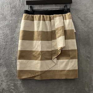 Worthington Pencil Skirt Womans 8 Striped Gold White Layered Zip Short Abstract - Picture 1 of 7