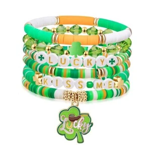 St Patrick's day Bracelets Irish Bracelet for Women Stackable Lucky Green - Picture 1 of 8