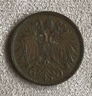 1897 2 Heller Austria KM 2801 Bronze Coin Crowned imperial double eagle