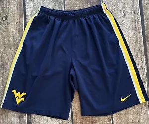 NIKE WVU WEST VIRGINIA MONTAINEERS BASKETBALL SHORTS BLUE GOLD MENS LARGE EUC - Picture 1 of 7