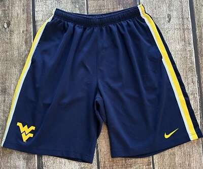 NIKE WVU WEST VIRGINIA MONTAINEERS BASKETBALL SHORTS BLUE GOLD MENS LARGE EUC - Image 1 of 4