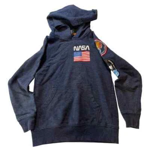 Buzz Aldrin Youth XS YXS NASA Hoodie Blue Lightweight Space Science - Picture 1 of 6