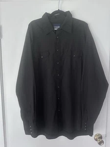 Vintage 1990’s Wrangler Black Pearlsnap Shirt Size XX-Large All Snaps Western - Picture 1 of 3