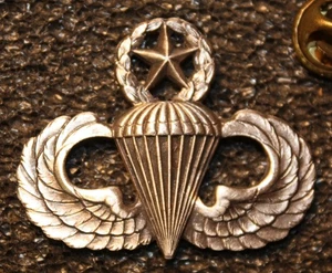 Master Parachutist jump wings badge Airborne Parachute insignia silver oxide D22 - Picture 1 of 8