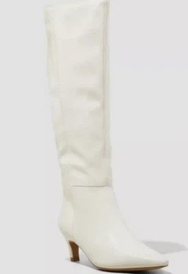 NEW Universal Thread Faux Leather Kitten Heel Tall Dress Boots White Size 9 - Image 1 of 2