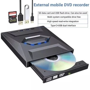 Externes CD/DVD Laufwerk USB-3.0+Type-C Brenner Player,Für-PC-Laptop Windows11!! - Afbeelding 1 van 23