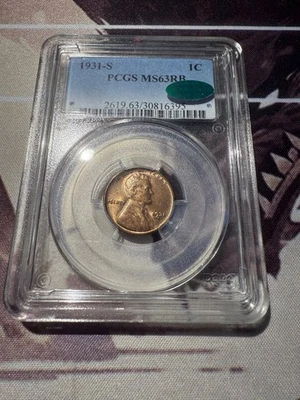 1931-S Lincoln Cent MS63RB PCGS CAC!! RARE DATE!! - Image 1 of 2