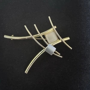 Spilla Christopher Poly spilla moderna tono oro perla tono argento - Foto 1 di 5