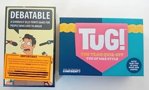 "TUG!" (2022) TEAM QUIZ-OFF (TUG OF WAR STYLE) + "DEBATABLE" (2020) PARTY GAME - Picture 1 of 24