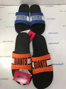 Mens 2020 Dodgers SF Giants Striped Shower Slide Shoes Sandals FOCO new - Picture 1 of 6