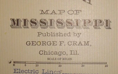 Mapa de doble página de Mississippi 1911 brillantemente resaltado 15" X 22" casi como nuevo Foto 1 de 2