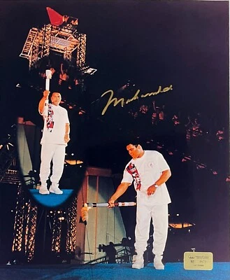 Muhammad Ali Signed 1996 Olympic Torch Ceremony 16x20 Photo /1996 -Beckett/COA - Image 1 of 4
