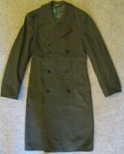 Vintage USMC Marine Corps Man's 100% Wool Serge Green Trench Overcoat 36R 