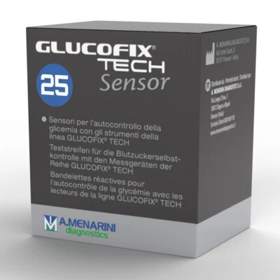 A.MENARINI DIAGNOSTICS Strisce misurazione glicemia glucofix tech sensor 25 pezzi