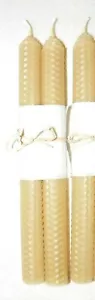 NEW 3 BEESWAX CANDLES: HAND-ROLLED ALL-NATURAL, SET: 3 TAPERS, Romantic Dinner - Picture 1 of 3