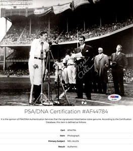 Mel Allen Signed Autographed 8x10 inch Photo HOF Announcer w/ Babe Ruth PSA/DNA - Picture 1 of 1