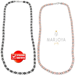 Collana in ematite nera,argento,rosè,dorata e bronzo in argento 925,unisex - Foto 1 di 46