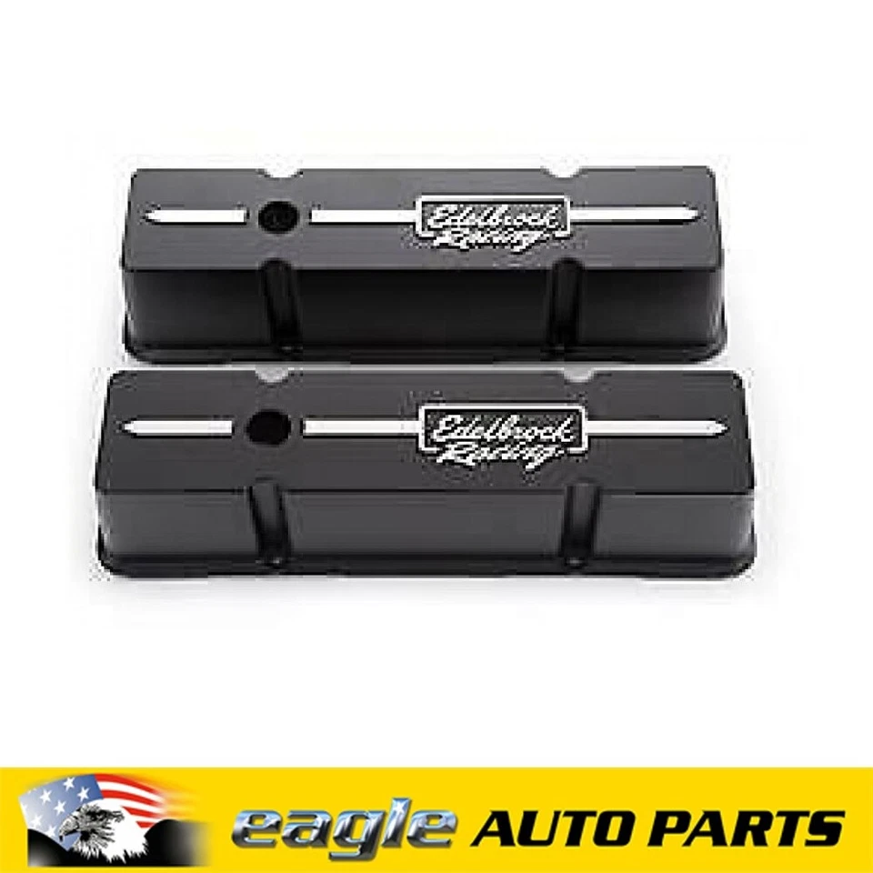 Chev 350 Small Block Edelbrock Racing Die-Cast Aluminum Valve Covers # ED41643 - image 1 of 1