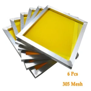6Pcs Aluminum Screen Printing Frames with 305 Mesh Screen Fabric Yellow 18"×20" - Picture 1 of 1