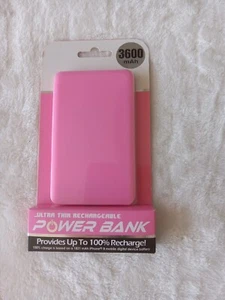 New Pink Power Bank 3600mAh Ultra Thin Rechargeable - High Capacity Portable... - Picture 1 of 4