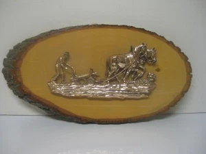 Wandtafel aus Holz, Sharcropper & Mannschaftspferde Pflügen Feld - Bild 1 von 4