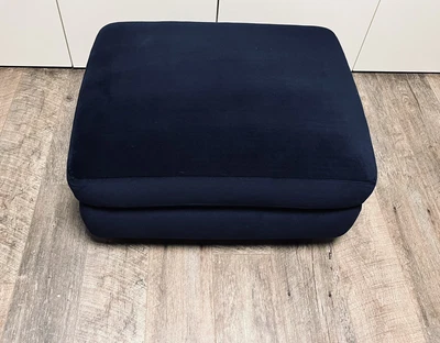 DFS Dark Blue Velvet Storage Footstool/Ottoman - Image 1 of 3