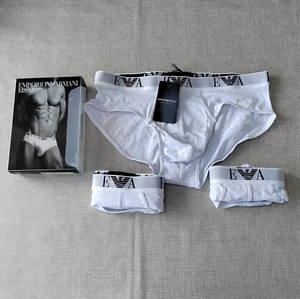 Emporio Armani 3-Pack Briefs Men's Large CC715 111734 White Underwear - Picture 1 of 11