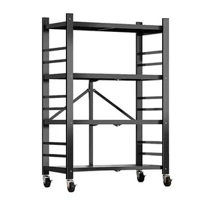 3/4/5 Tier Heavy Duty Foldable Metal Rack Storage Shelving Unit With Wheel Home - Picture 1 of 26