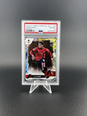 2022-23 Topps UEFA Desire Doue Orange Foil /25 RC Rookie PSA 10 Golden Boy - Image 1 of 2