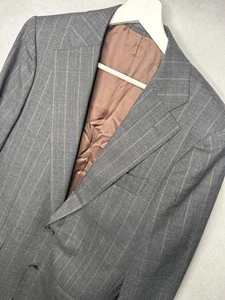 Suit Supply Blazer Mens 36R Grey Lazio Wool Striped Smart Wedding Office Jacket - Picture 1 of 11