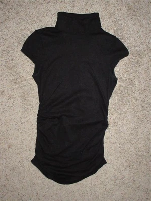 BLACK SAKS FIFTH AVENUE 100% CASHMERE TURTLENECK SWEATER MEDIUM CAP SLEEVE LONG - Image 1 of 4